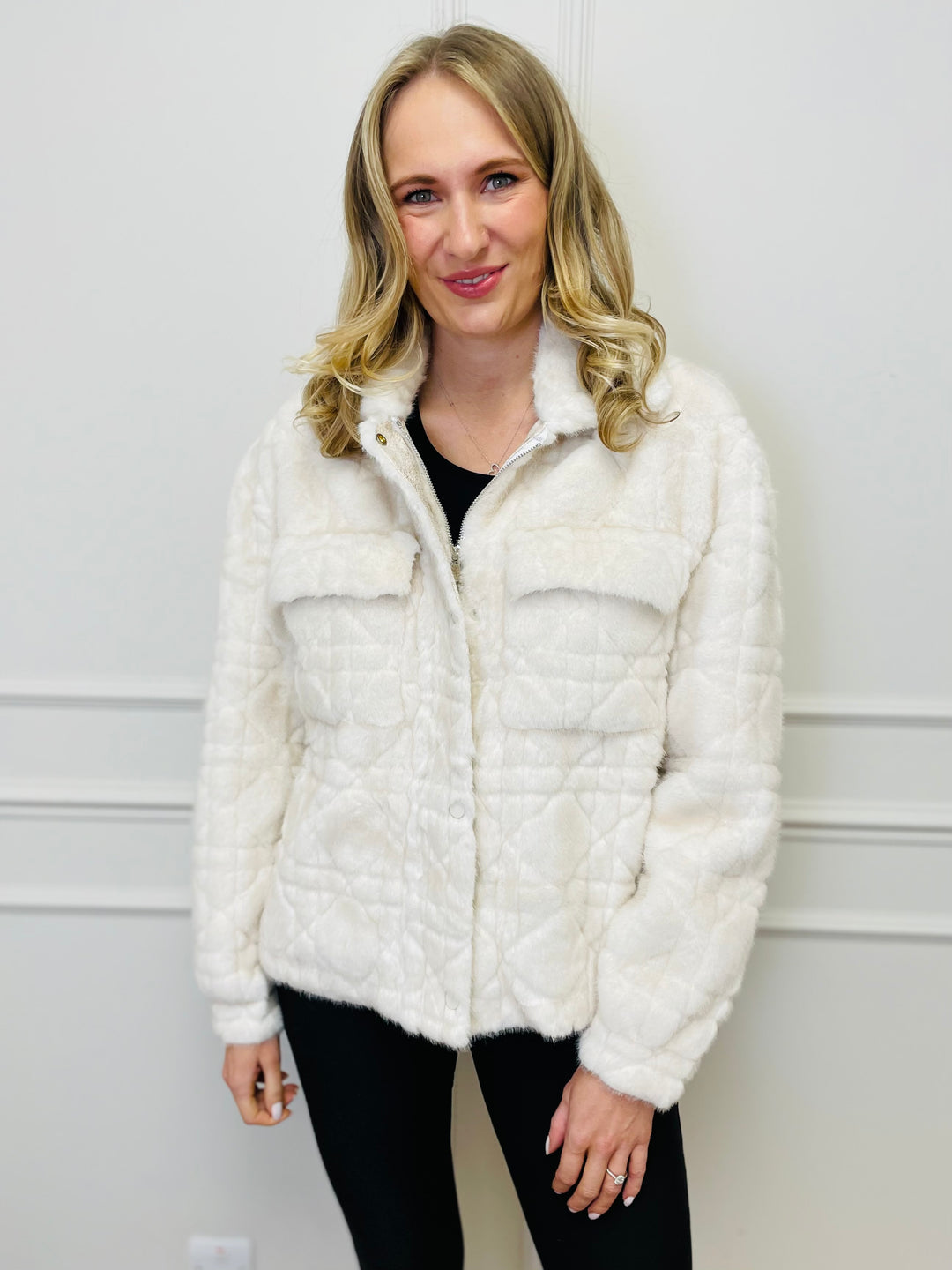 "TILLY" Faux Fur Coat-Cream