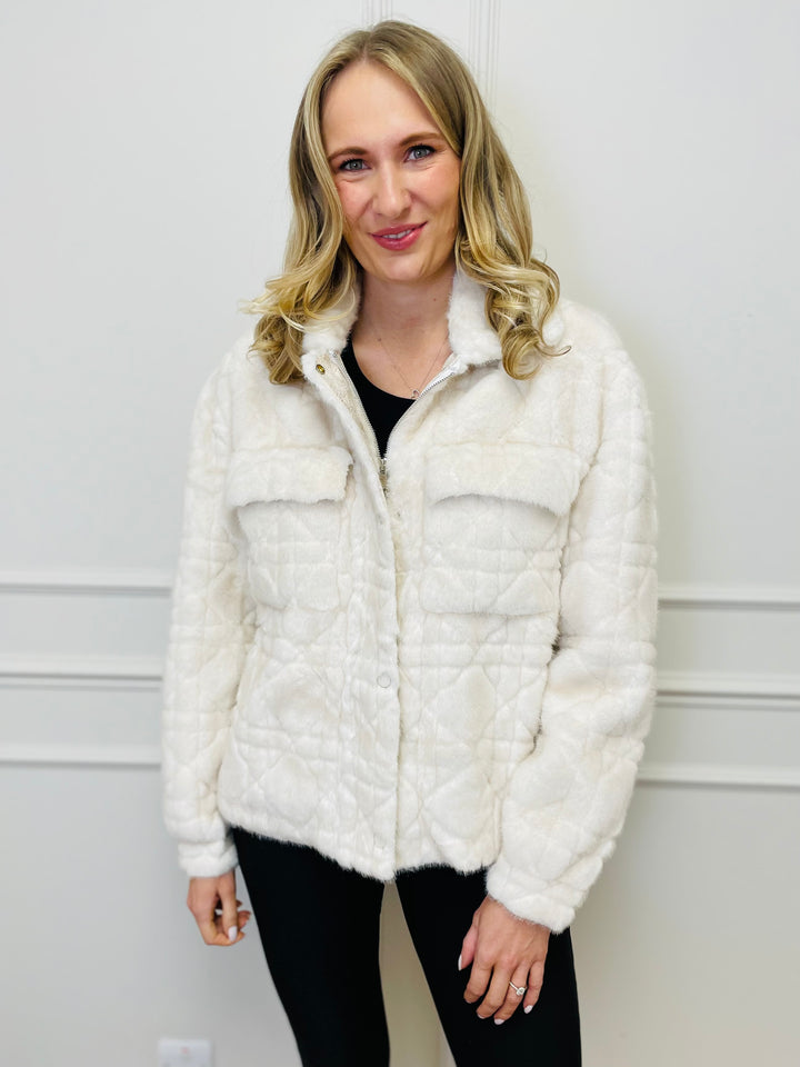 "TILLY" Faux Fur Coat-Cream