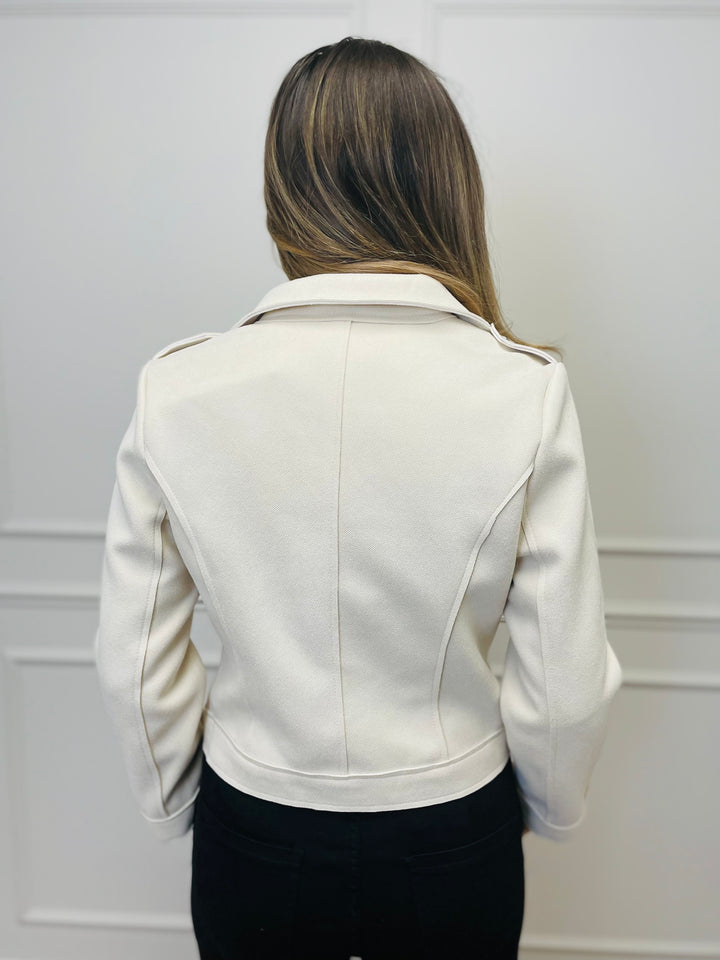 "ESTELLA" Biker Jacket-Cream