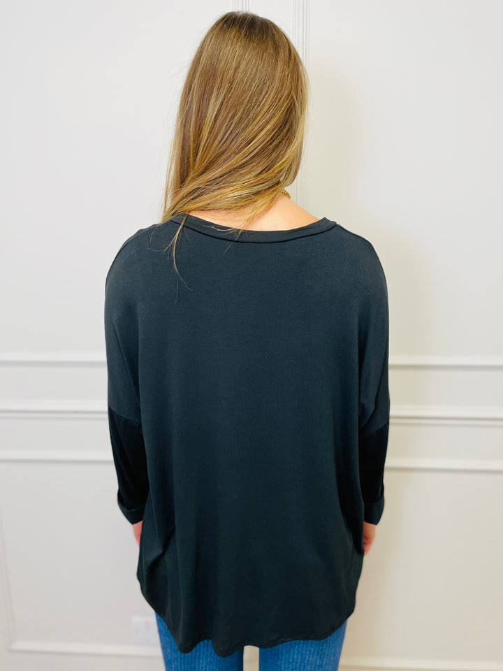 "BARBARA" Basic Top-Black