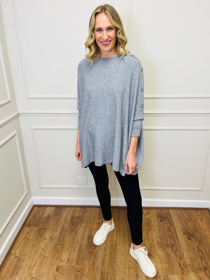 "BETTY" Button Jumper-Grey