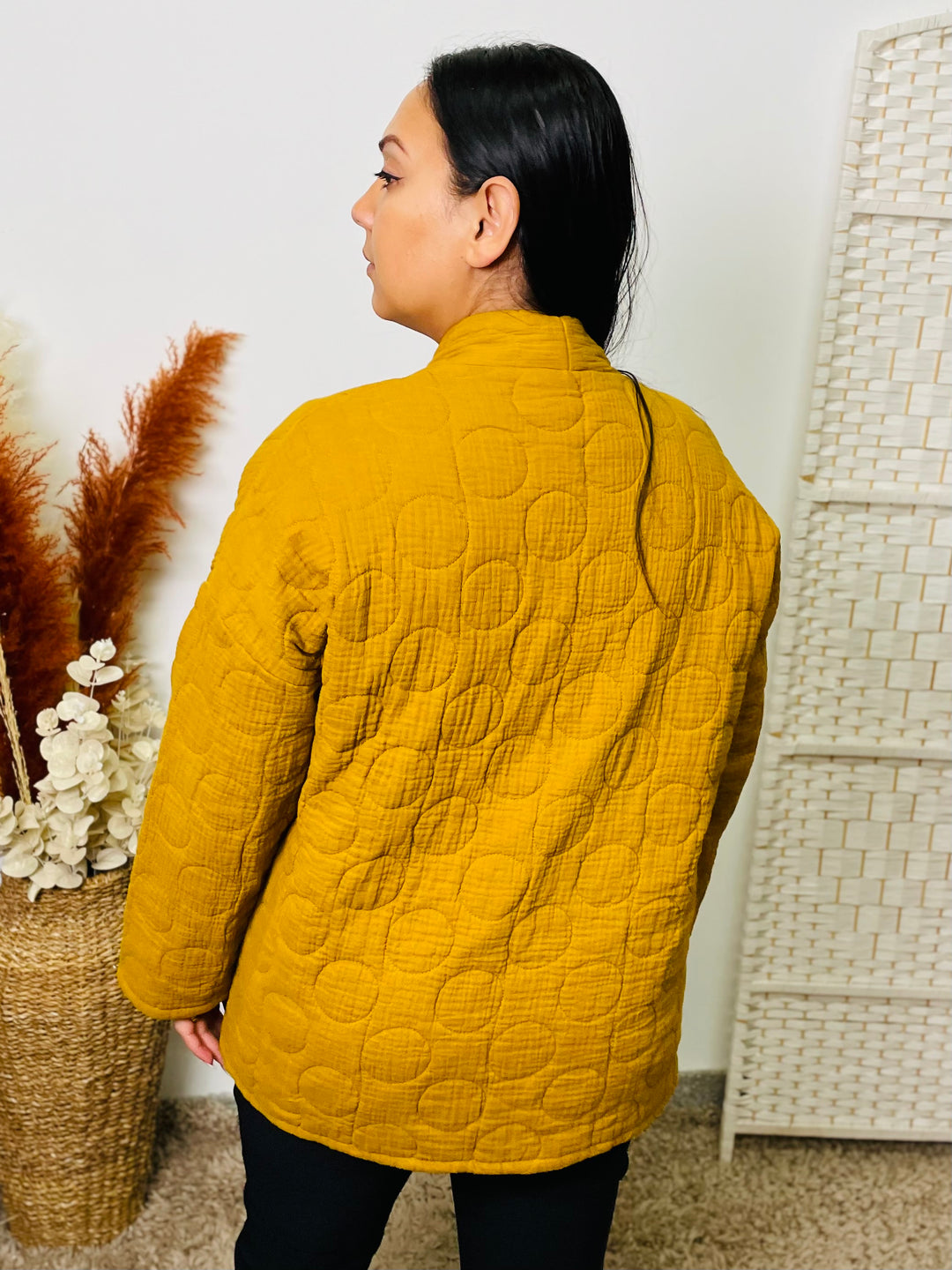 “HAYLEY" Quilted Jacket-Mustard