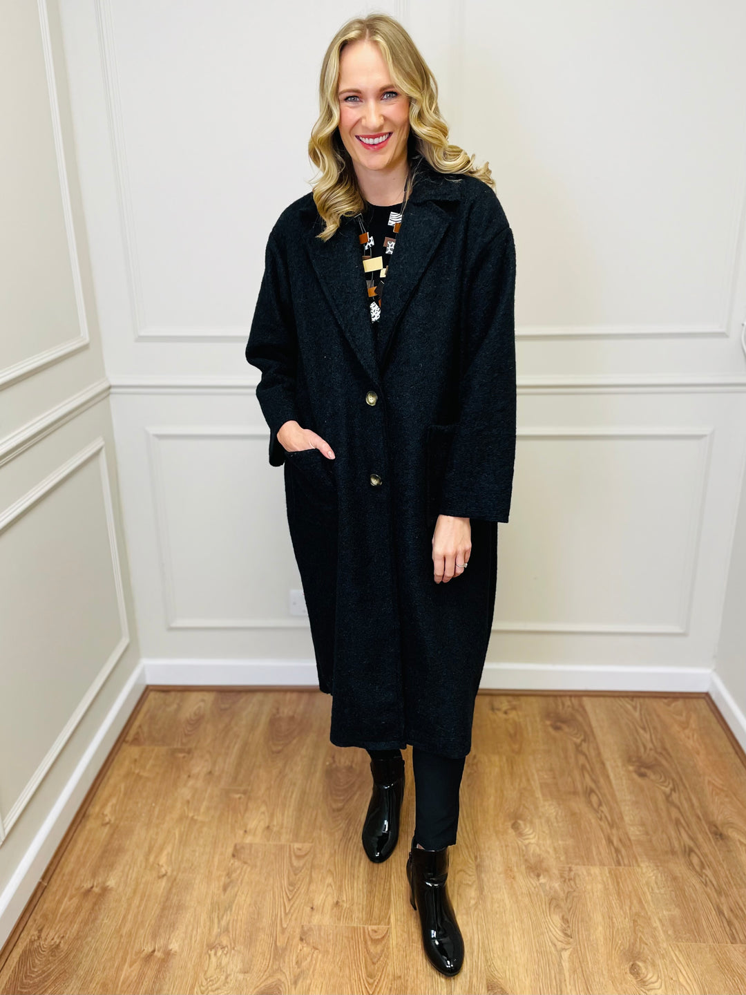 "JOSEPHINE" Longline Coat-Black