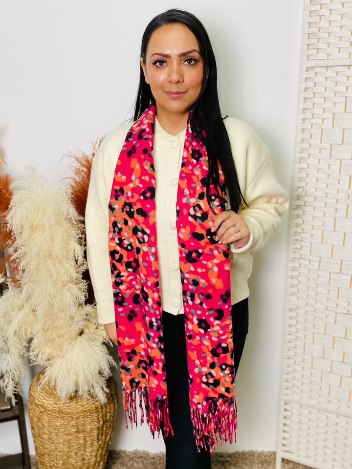 No.74 Animal Print Scarf-Pink