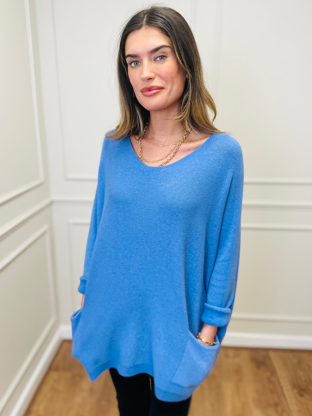 "STELLA" LUXURY Fine Knit Jumper-Blue