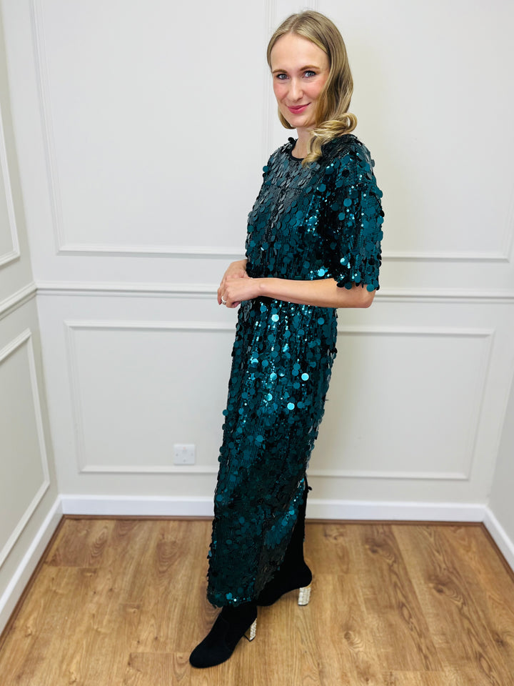 "ROSALIE" Sequin Dress-Green