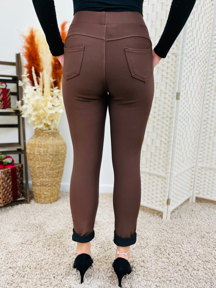 "PARIS" Super Soft Leggings-Chocolate Brown