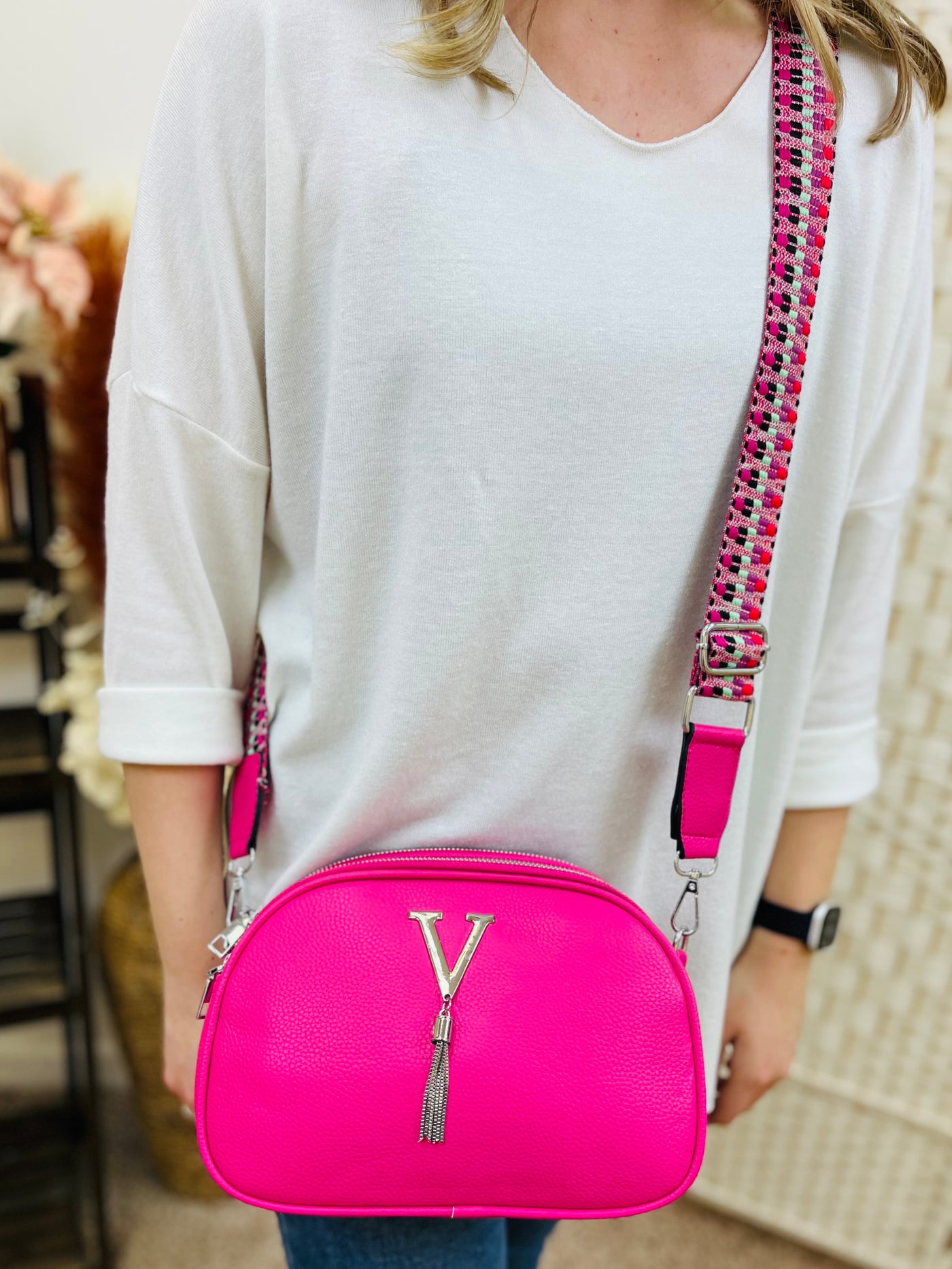 "TINA" Crossbody Handbag-Cerise Pink