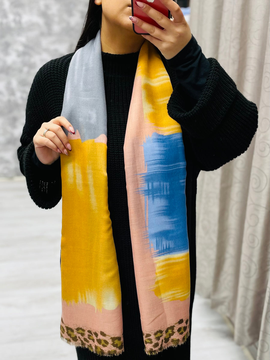 No.76 Artistic Print Scarf-Multicolour