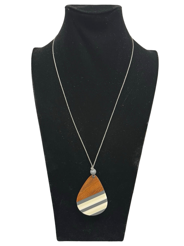 Long Necklace-Grey & Cream