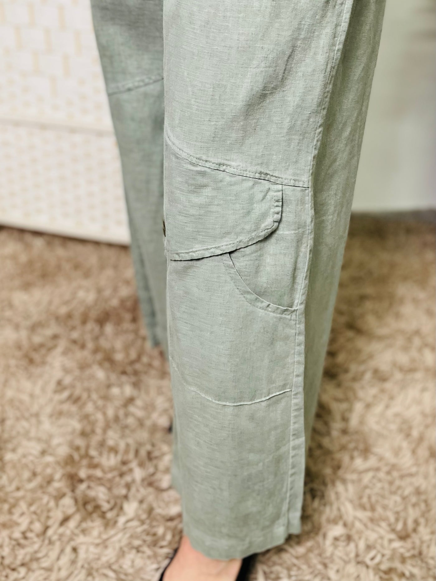 "MACY" Wide Leg Trousers-Sage Green