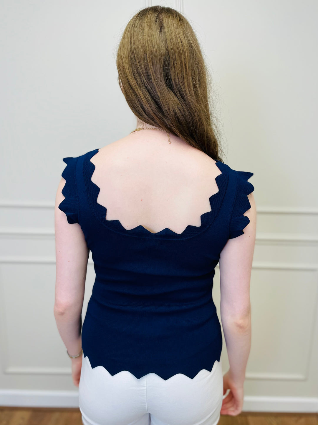 "CARLY" Vest Blouse-Navy