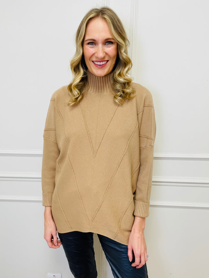 "BLAKE" Polo Neck Jumper-Tan