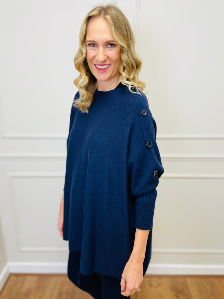 "BETTY" Button Jumper-Navy