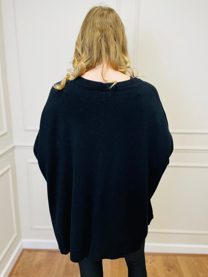 "LYDIA" Cable Knit Jumper-Black