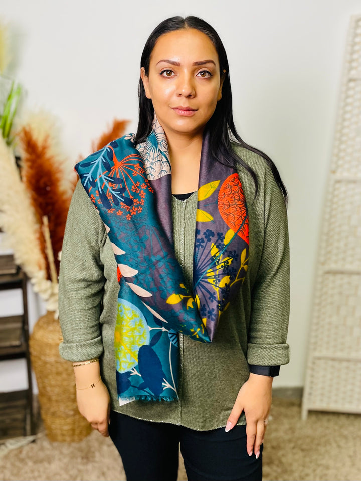 No.58 Floral Print Scarf-Multicolour