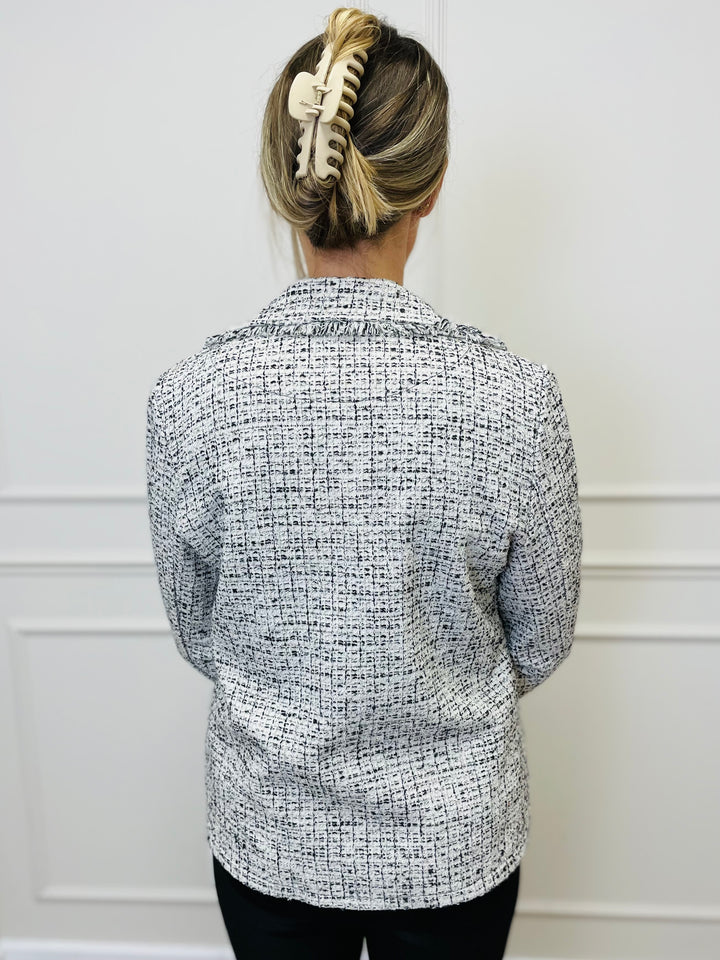 "COCO" Tweed Blazer-White & Black