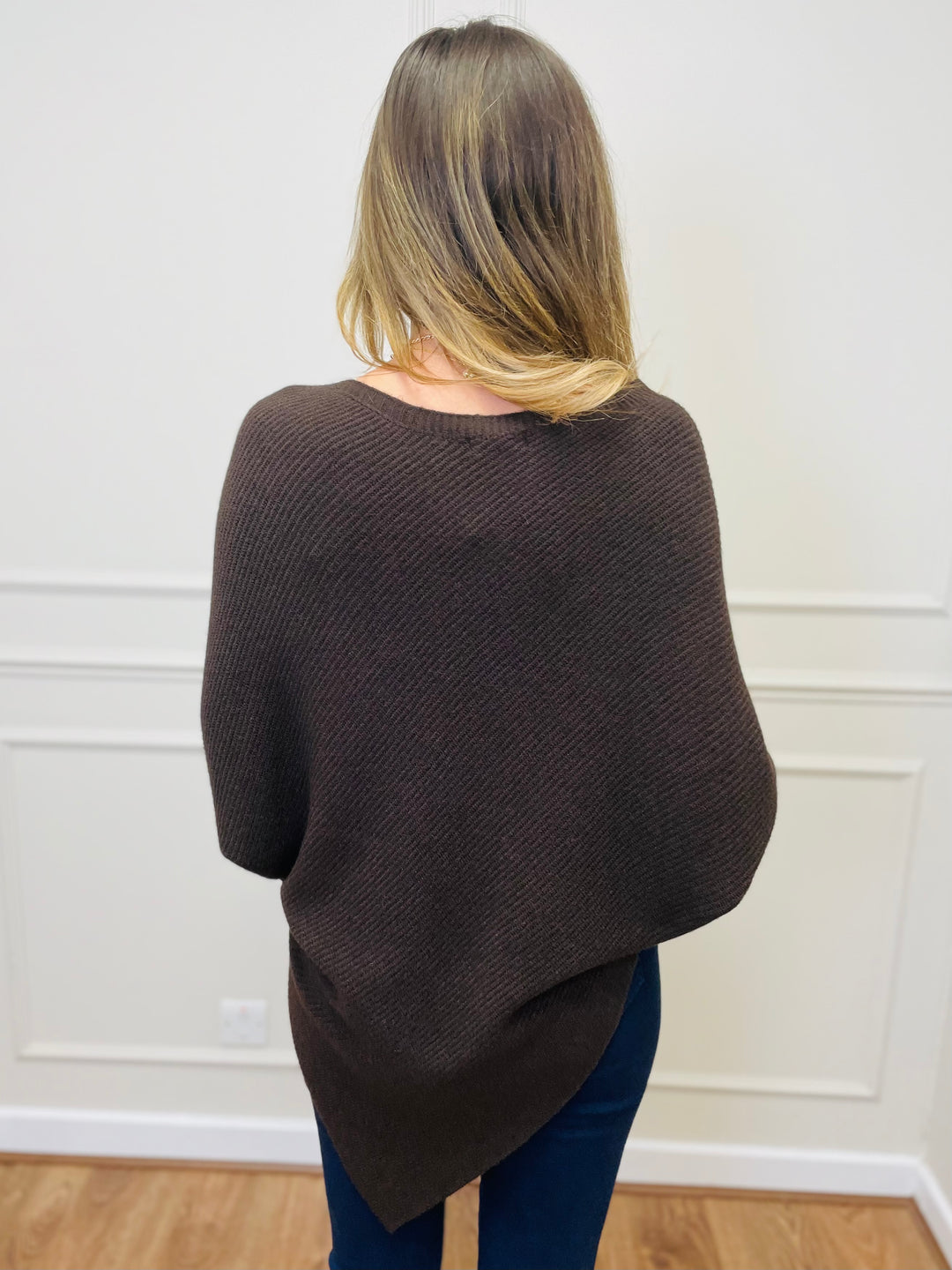 "ELLA" LUXURY Poncho-Brown