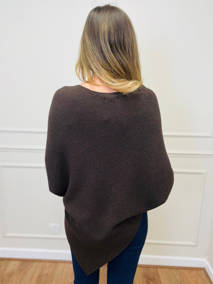"ELLA" LUXURY Poncho-Brown
