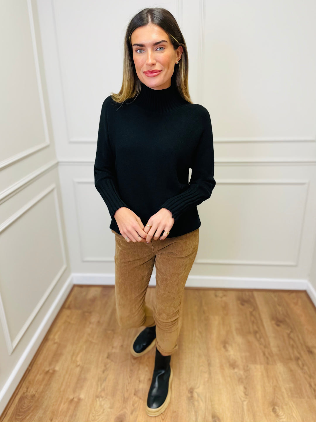 "AMANDA" Roll Neck Jumper-Black