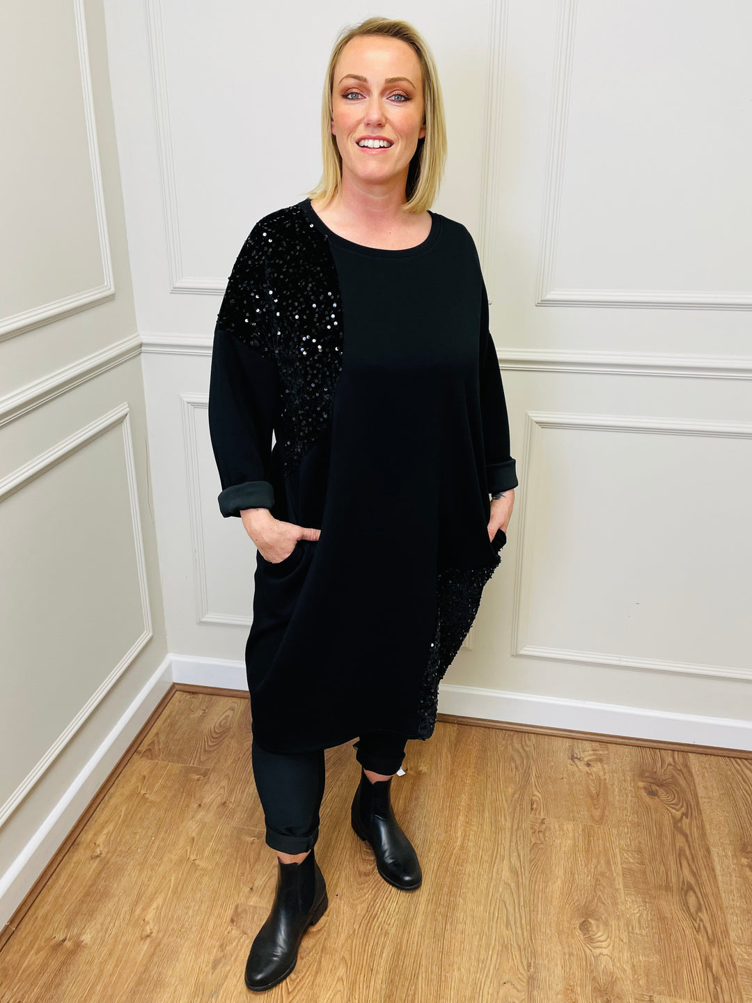 "LUISA" Sparkle Tunic-Black