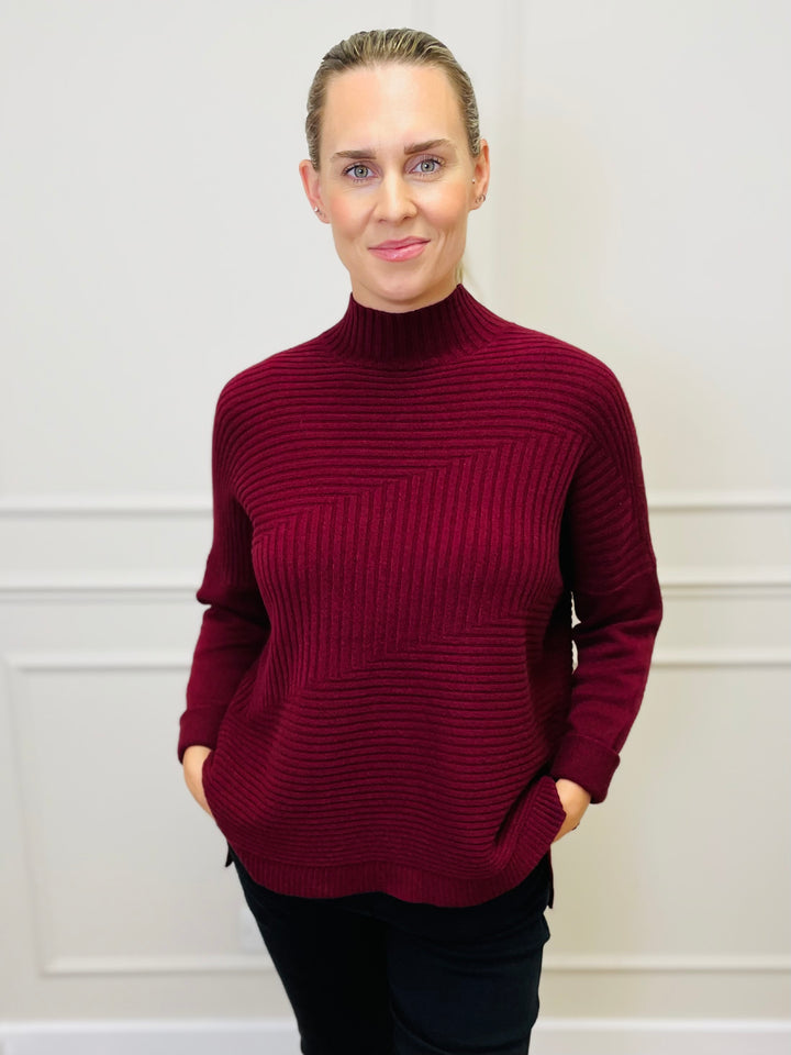 "LULU" Knitted Jumper-Burgundy