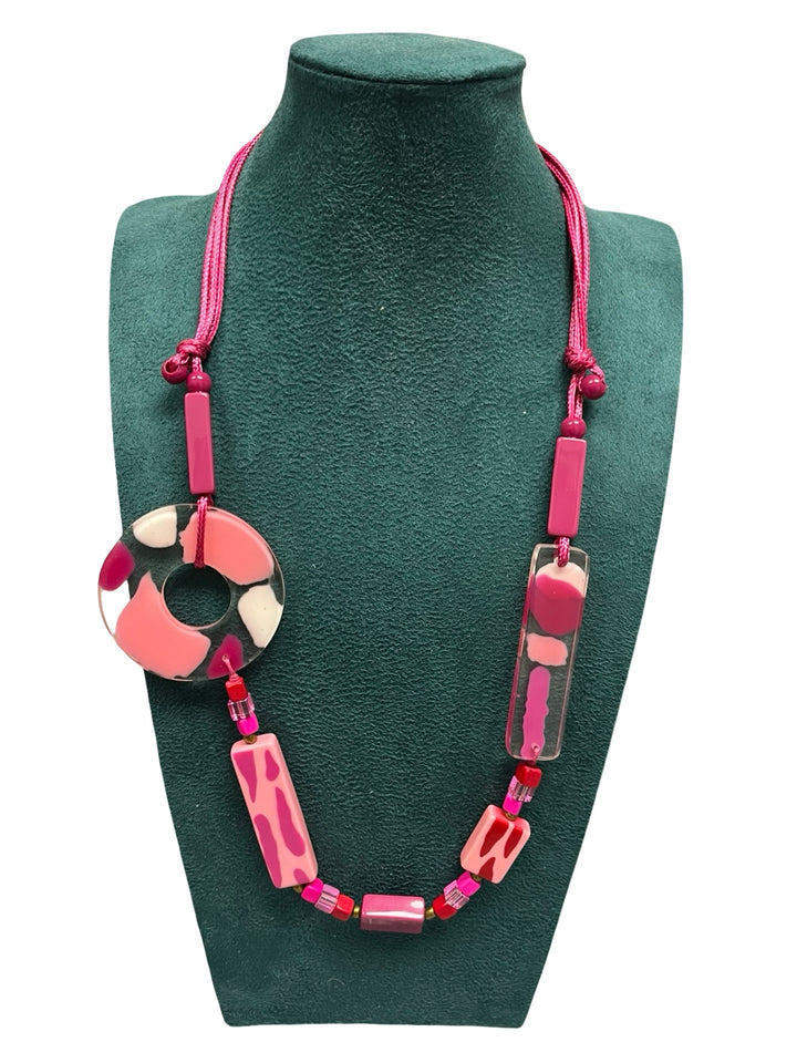 Short Statement Necklace-Pink