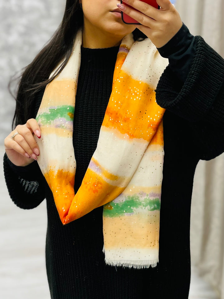 No.80 Artistic Print Scarf-Multicolour