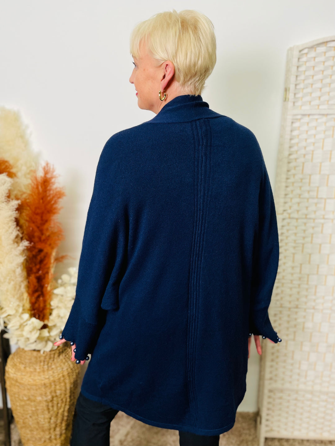 "KALI" Pearl Cardigan-Navy