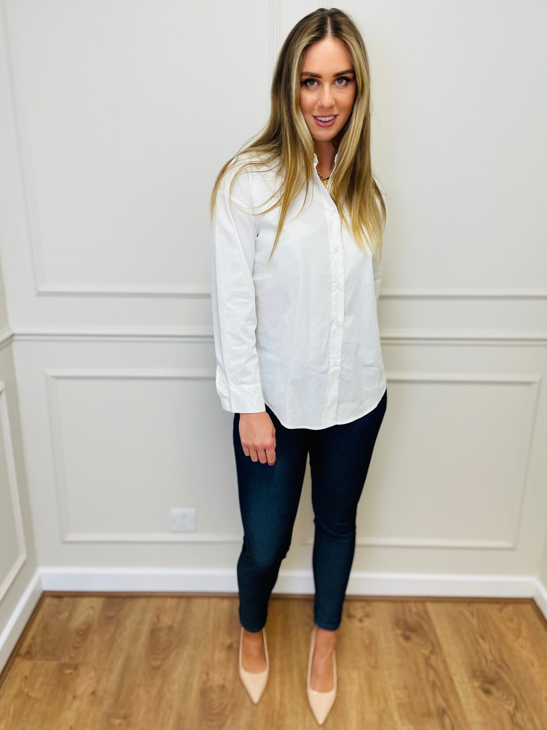 "NICOLE” Cotton Shirt-White