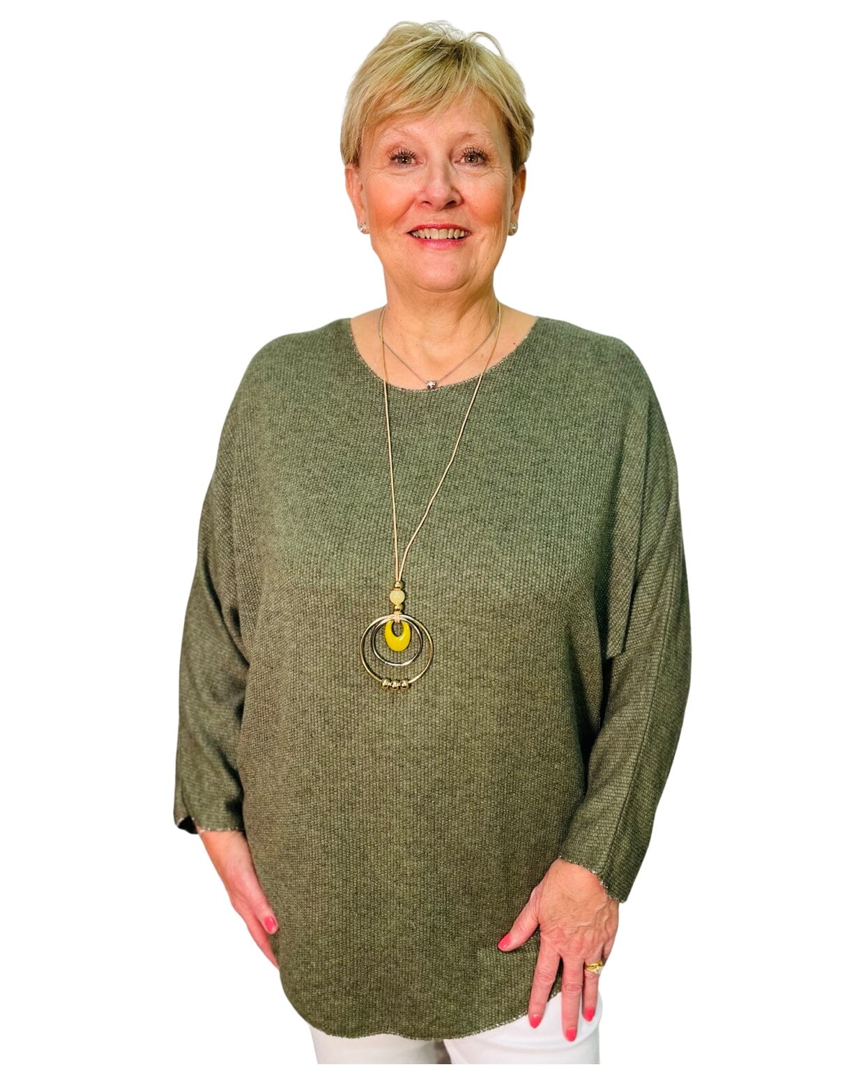 "CAMILA" Top With Free Necklace-Green