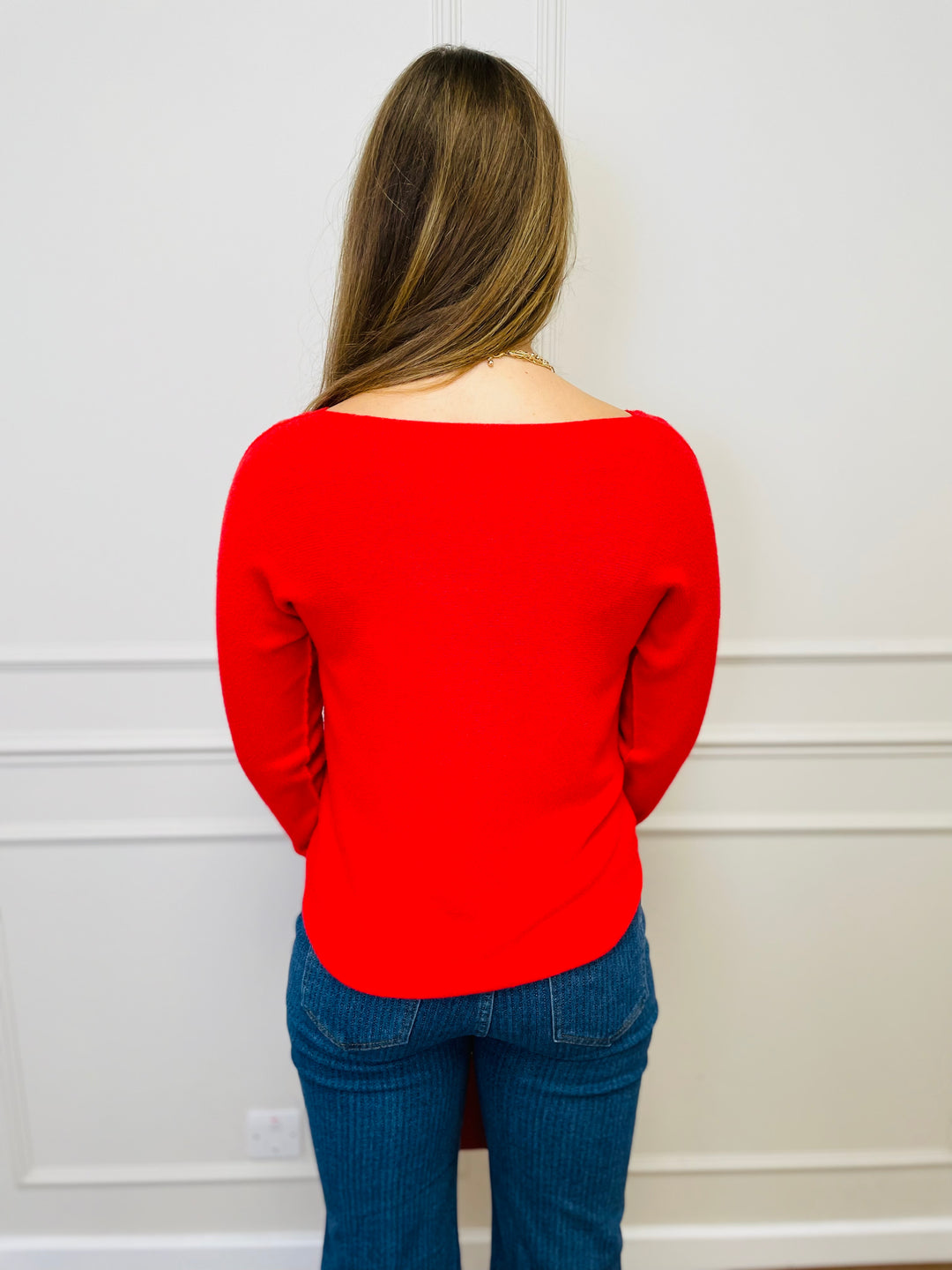 "MAGNOLIA" Fine Knit Jumper-Red