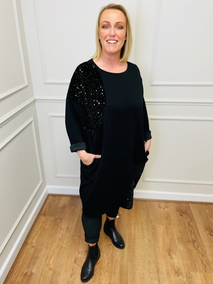 "LUISA" Sparkle Tunic-Black