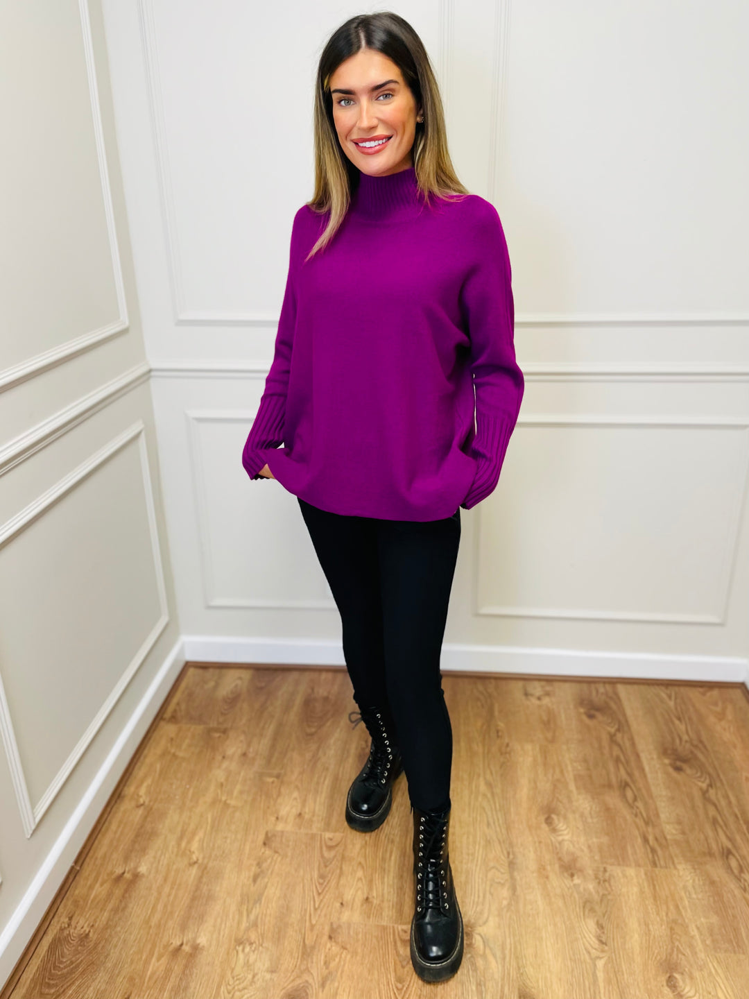 "AMANDA" Roll Neck Jumper-Purple