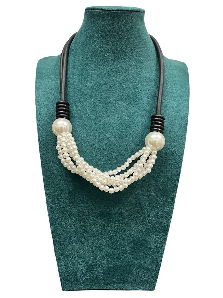 Pearl & Rubber Short Statement Necklace