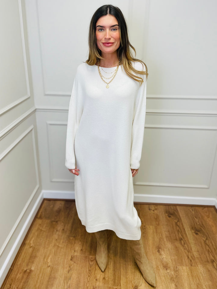 "SANDY" Luxury Jumper Dress-Cream