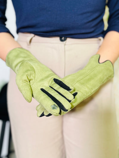 Two Toned Gloves-Green & Black