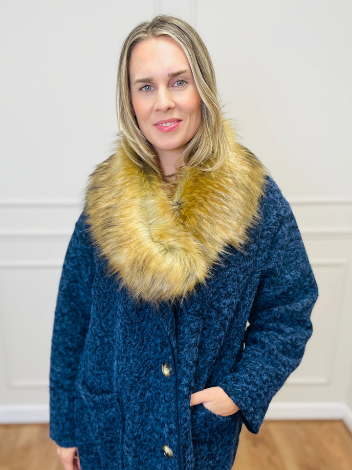 Faux Fur Collar Scarf-Tan