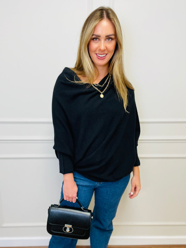 "BELLA" Asymmetric Jumper-Black