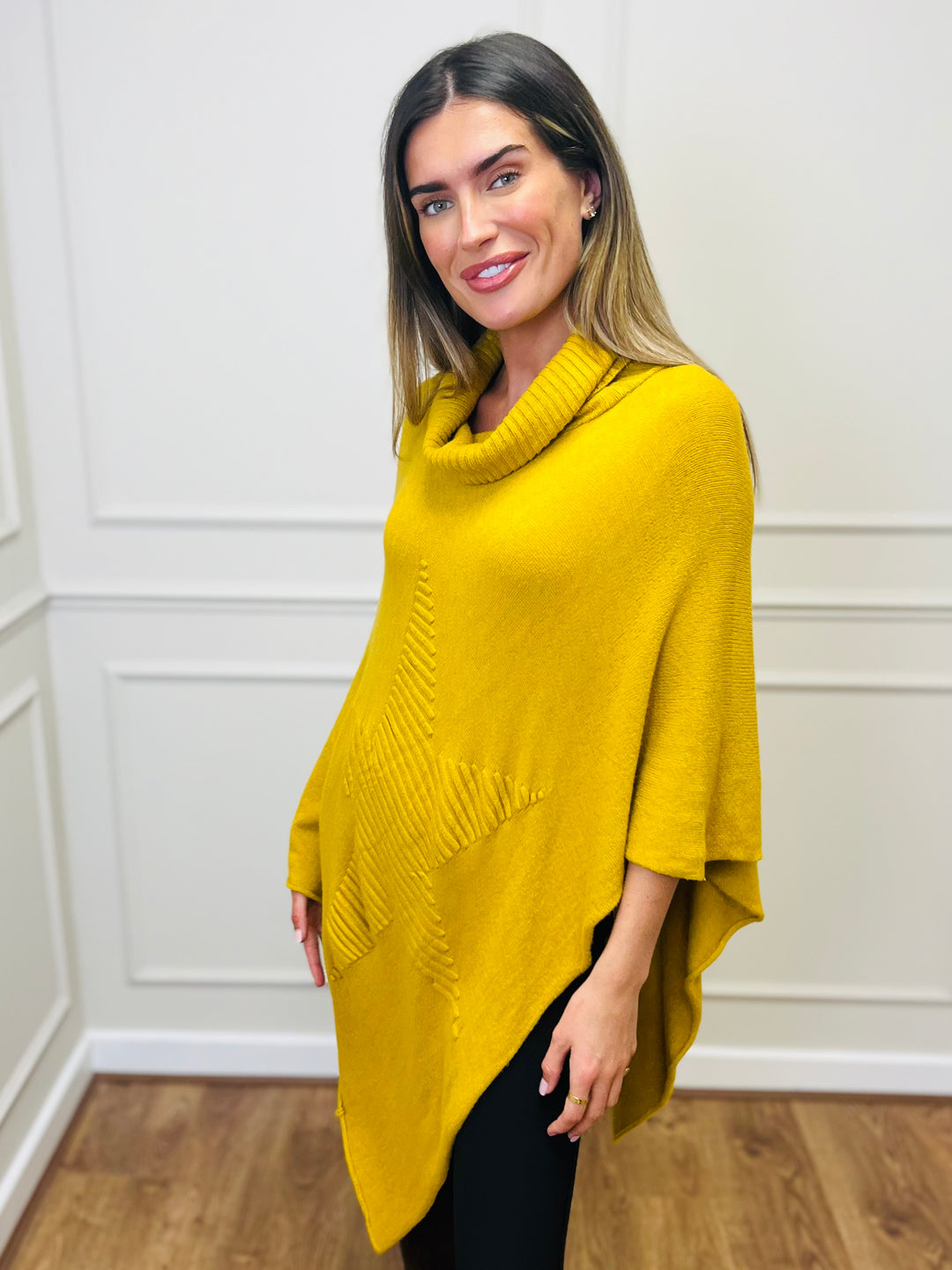 "STARR" Asymmetric Poncho-Mustard