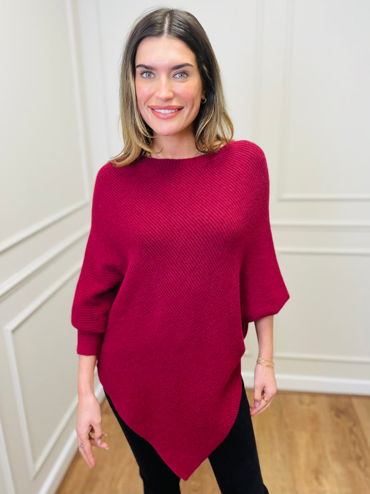 "ELLA" LUXURY Poncho-Wine