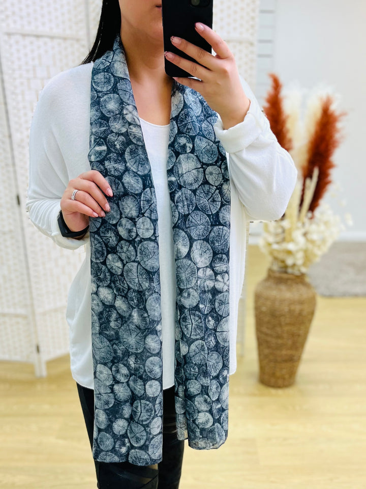 No.22 Wood Print Scarf-Grey