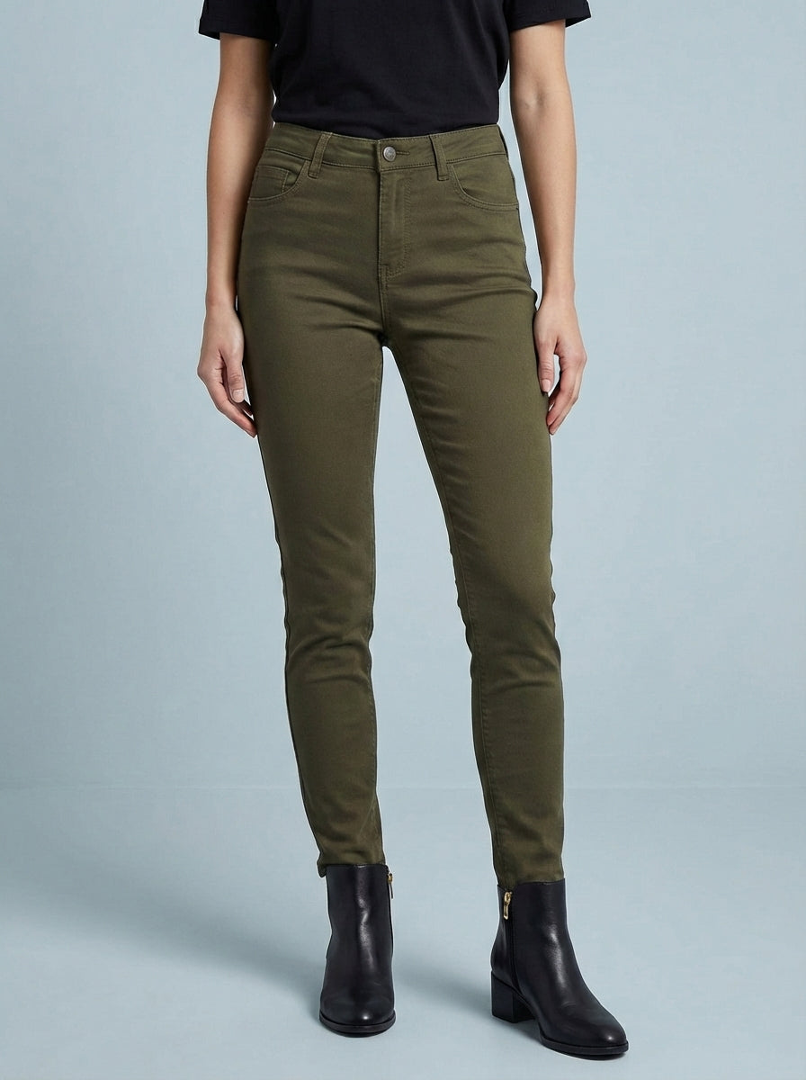 "ALEXANDRA" Stretch Denim Jeans-Green