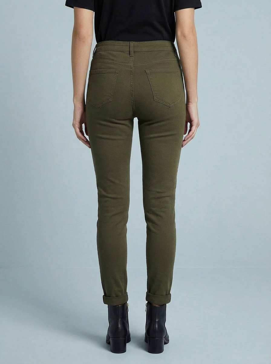 "ALEXANDRA" Stretch Denim Jeans-Green