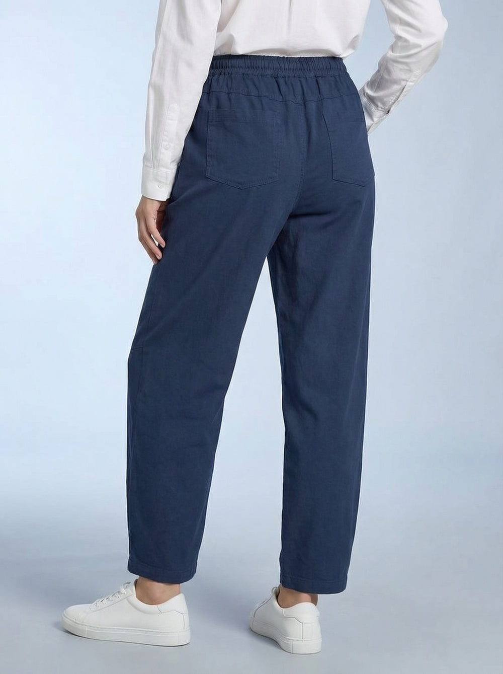 “ANGELA” Canvas Barrel Trouser - Navy