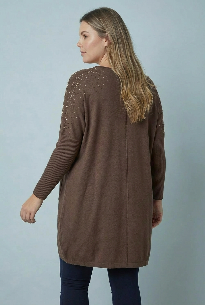 "ANGEL" Embellished Jumper Dress/Tunic - Chocolate