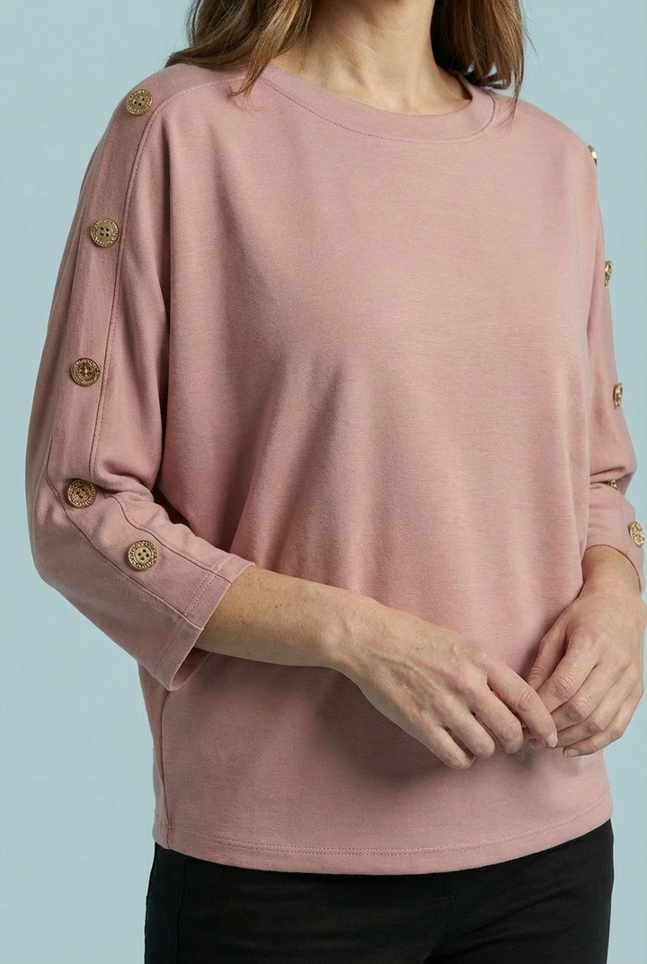 "ATHENA" Scuba Sweat Top - Blush Pink
