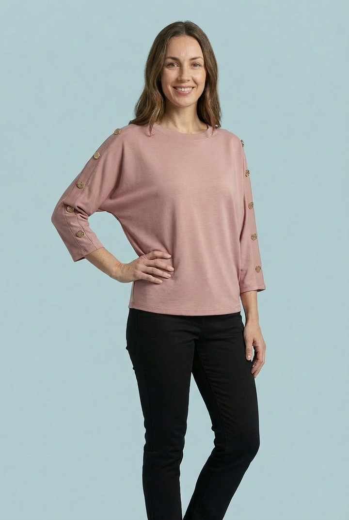"ATHENA" Scuba Sweat Top - Blush Pink