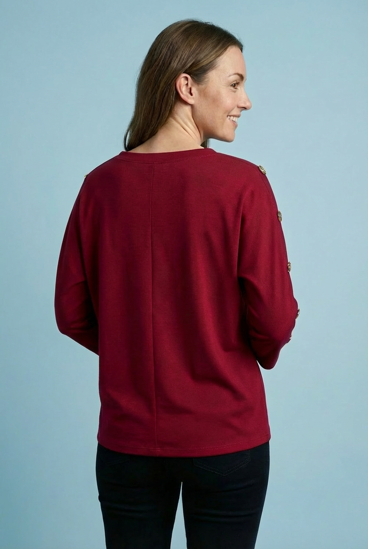 "ATHENA" Scuba Sweat Top - Burgundy
