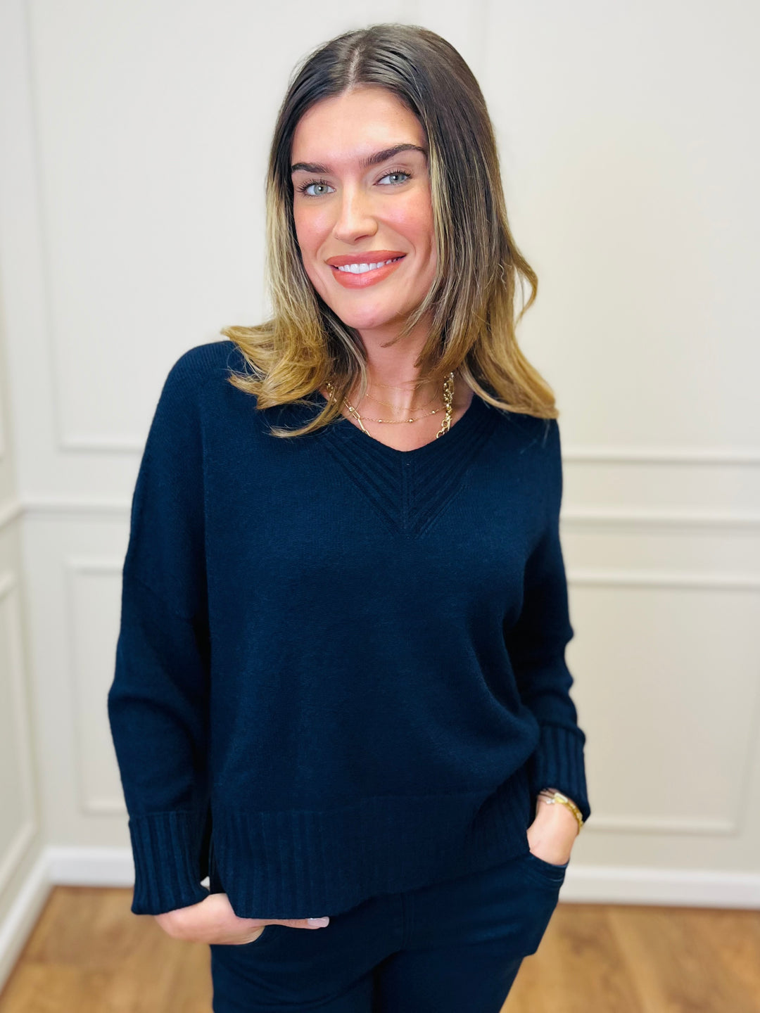 "KIKO" LUXURY Fine Knit Jumper-Navy